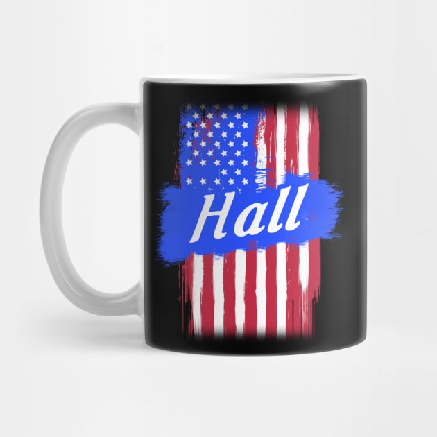 American Flag Hall Family Gift For Men Women, Surname Last Name by darius2019